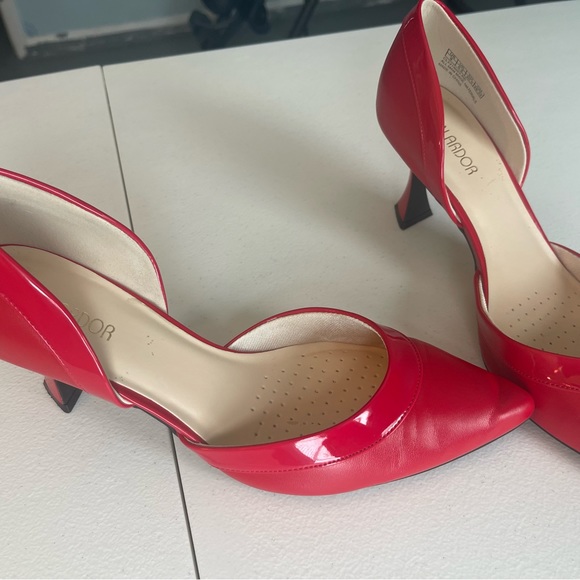 JENN ARDOR Red with Patent Leather trim Women's Pumps Low kitten Heel Pumps Sz 9 - Picture 9 of 16